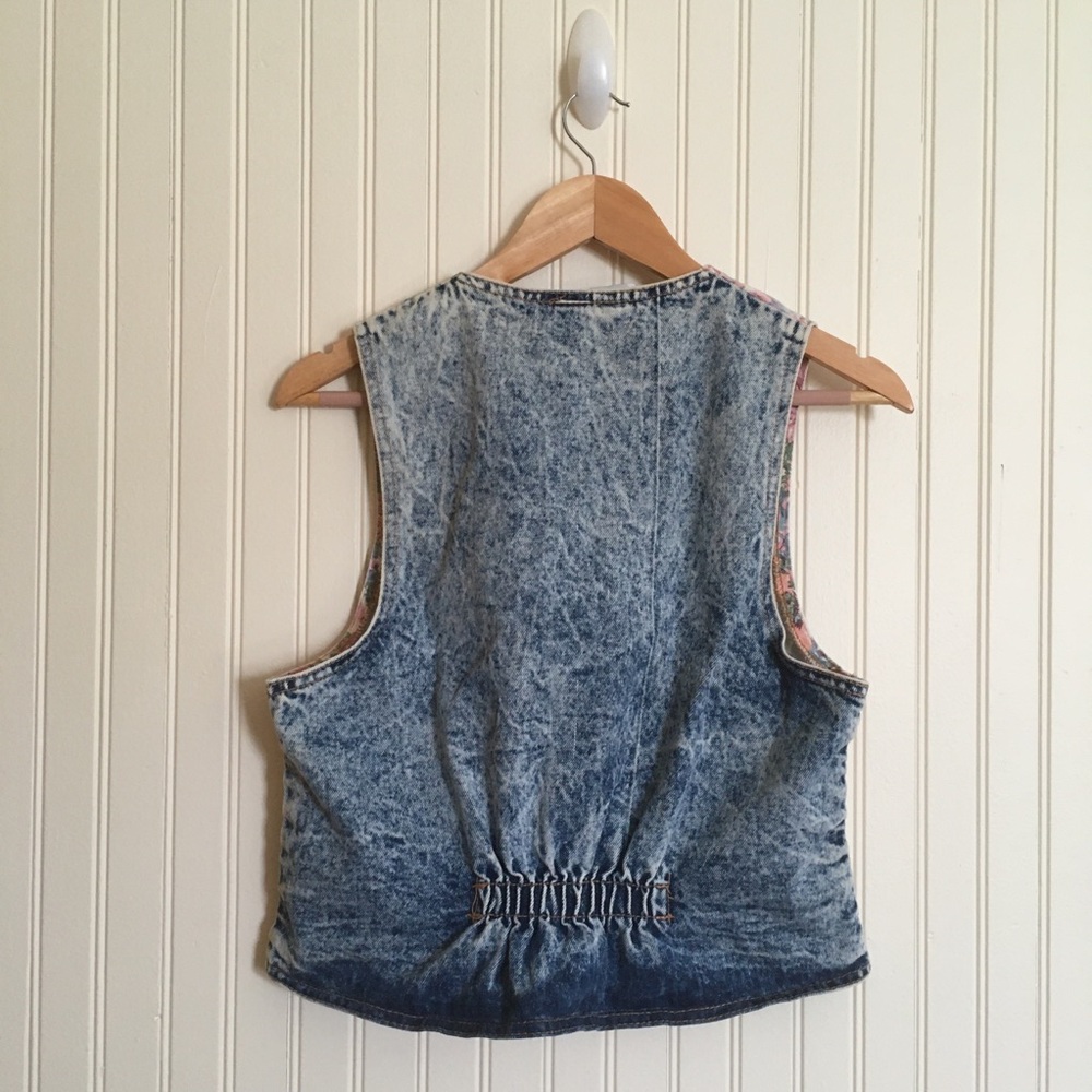 Zena vintage floral print denim vest cottagecore grandmacore sz small/medium EUC - Picture 2 of 7